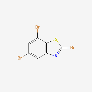 molecular formula C7H2Br3NS B12328010 2,5,7-Tribromo-1,3-benzothiazole 