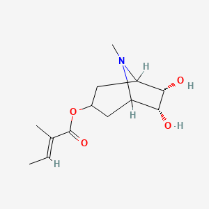 molecular formula C13H21NO4 B1232810 [(6R,7S)-6,7-dihydroxy-8-methyl-8-azabicyclo[3.2.1]octan-3-yl] (E)-2-methylbut-2-enoate 