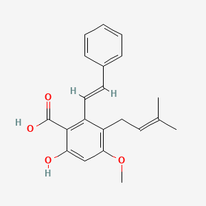 molecular formula C21H22O4 B1232811 3-Hydroxy-5-methoxy-6-prenylstilbene-2-carboxylic acid CAS No. 87402-83-3