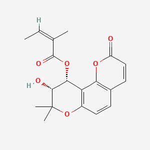 molecular formula C19H20O6 B1232822 [(9R,10R)-9-hydroxy-8,8-dimethyl-2-oxo-9,10-dihydropyrano[2,3-f]chromen-10-yl] (Z)-2-methylbut-2-enoate 