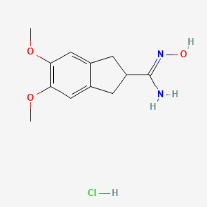 molecular formula C12H17ClN2O3 B1232843 N'-Hydroxy-5,6-dimethoxy-2-indanecarboximidamide hydrochloride CAS No. 79660-76-7
