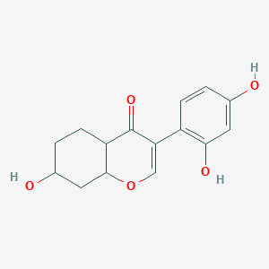 molecular formula C15H16O5 B12328459 3-(2,4-Dihydroxyphenyl)-7-hydroxy-4a,5,6,7,8,8a-hexahydrochromen-4-one 