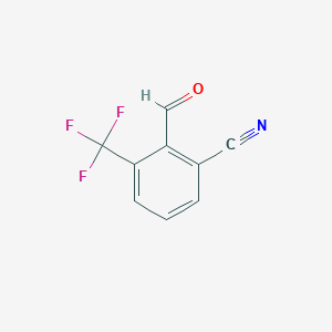 molecular formula C9H4F3NO B12328526 2-Formyl-3-(trifluoromethyl)benzonitrile 