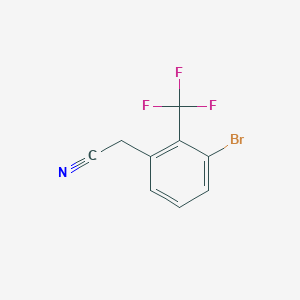 molecular formula C9H5BrF3N B12328532 2-(3-Bromo-2-(trifluoromethyl)phenyl)acetonitrile 