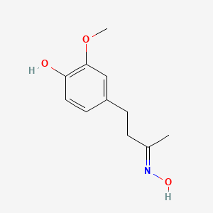 molecular formula C11H15NO3 B12328562 4-[3-(Hydroxyimino)butyl]-2-methoxyphenol 