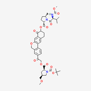 (2R,4R)-1-tert-butyl 2-(2-(9-((2S,5S)-1-((S)-2-(methoxycarbonylamino)-3-methylbutanoyl)-5-methylpyrrolidine-2-carbonyloxy)-8-oxo-8,9,10,11-tetrahydro-5H-dibenzo[c,g]chromen-3-yl)-2-oxoethyl) 4-(methoxymethyl)pyrrolidine-1,2-dicarboxylate