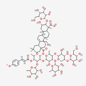 8a-[3-[5-[3,4-dihydroxy-5-[3,4,5-trihydroxy-6-(hydroxymethyl)oxan-2-yl]oxyoxan-2-yl]oxy-3-hydroxy-6-methyl-4-(3,4,5-trihydroxy-6-methyloxan-2-yl)oxyoxan-2-yl]oxy-5-[(E)-3-(4-methoxyphenyl)prop-2-enoyl]oxy-6-methyl-4-(3,4,5-trihydroxy-6-methyloxan-2-yl)oxyoxan-2-yl]oxycarbonyl-2-hydroxy-6b-(hydroxymethyl)-4,6a,11,11,14b-pentamethyl-3-[3,4,5-trihydroxy-6-(hydroxymethyl)oxan-2-yl]oxy-1,2,3,4a,5,6,7,8,9,10,12,12a,14,14a-tetradecahydropicene-4-carboxylic acid