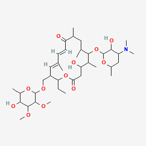 molecular formula C38H65NO12 B1232872 (11E,13Z)-6-[4-(dimethylamino)-3-hydroxy-6-methyloxan-2-yl]oxy-16-ethyl-4-hydroxy-15-[(5-hydroxy-3,4-dimethoxy-6-methyloxan-2-yl)oxymethyl]-5,7,9,13-tetramethyl-1-oxacyclohexadeca-11,13-diene-2,10-dione CAS No. 85382-79-2