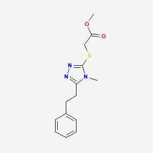 molecular formula C14H17N3O2S B1232880 2-[[4-Methyl-5-(2-phenylethyl)-1,2,4-triazol-3-yl]thio]acetic acid methyl ester 