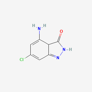 molecular formula C7H6ClN3O B12328943 4-Amino-6-chloro-3-hydroxy (1H)indazole 