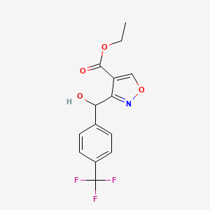 molecular formula C14H12F3NO4 B12329027 Ethyl 3-[Hydroxy[4-(trifluoromethyl)phenyl]methyl]isoxazole-4-carboxylate CAS No. 2006278-06-2