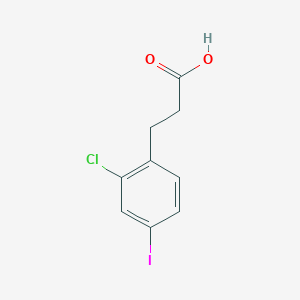 molecular formula C9H8ClIO2 B12329034 Benzenepropanoic acid, 2-chloro-4-iodo- 