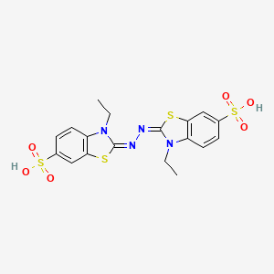molecular formula C18H18N4O6S4 B1232941 3-Ethyl-2-[(3-ethyl-6-sulfo-1,3-benzothiazol-2-ylidene)hydrazinylidene]-1,3-benzothiazole-6-sulfonic acid 