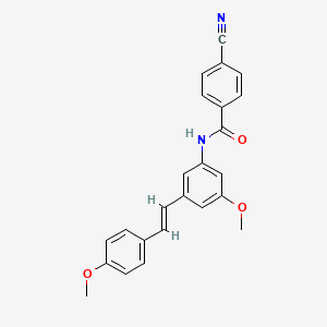 molecular formula C24H20N2O3 B12329419 Benzamide, 4-cyano-N-[3-methoxy-5-[(1E)-2-(4-methoxyphenyl)ethenyl]phenyl]- 