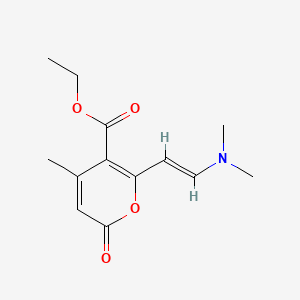 molecular formula C13H17NO4 B12329455 2H-Pyran-5-carboxylic acid, 6-[2-(dimethylamino)ethenyl]-4-methyl-2-oxo-, ethyl ester 