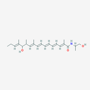 molecular formula C24H37NO3 B1232954 2,4,6,8,10,14-Heptadecahexaenamide, 13-hydroxy-N-(2-hydroxy-1-methylethyl)-2,10,12,14-tetramethyl- CAS No. 86934-11-4