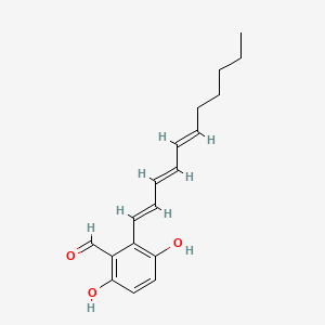 molecular formula C18H22O3 B1232956 Benzaldehyde, 3,6-dihydroxy-2-(1E,3E,5E)-1,3,5-undecatrienyl- CAS No. 73151-59-4