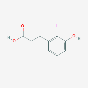 molecular formula C9H9IO3 B12329563 Benzenepropanoic acid, 3-hydroxy-2-iodo- 