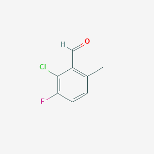 molecular formula C8H6ClFO B12329679 2-Chloro-3-fluoro-6-methylbenzaldehyde 