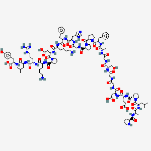 molecular formula C118H173N31O33 B12329715 (4S)-5-[[(2S)-1-[[2-[[2-[[(2S)-1-[[2-[[(2S)-1-[[(2S)-1-[(2S)-2-[(2S)-2-[[2-[[(2S)-1-[[(2S)-1-[[(2S)-6-amino-1-[[(2S)-1-[(2S)-2-[[(2S)-6-amino-1-[[(2S)-5-carbamimidamido-1-[[(2S)-1-[[(1S)-1-carboxy-2-(4-hydroxyphenyl)ethyl]amino]-4-methyl-1-oxopentan-2-yl]amino]-1-oxopentan-2-yl]amino]-1-oxohexan-2-yl]carbamoyl]pyrrolidin-1-yl]-3-carboxy-1-oxopropan-2-yl]amino]-1-oxohexan-2-yl]amino]-1-oxo-3-phenylpropan-2-yl]amino]-3-(1H-imidazol-5-yl)-1-oxopropan-2-yl]amino]-2-oxoethyl]carbamoyl]pyrrolidine-1-carbonyl]pyrrolidin-1-yl]-1-oxo-3-phenylpropan-2-yl]amino]-1-oxopropan-2-yl]amino]-2-oxoethyl]amino]-3-hydroxy-1-oxopropan-2-yl]amino]-2-oxoethyl]amino]-2-oxoethyl]amino]-3-carboxy-1-oxopropan-2-yl]amino]-4-[[(2S)-1-[(2S)-4-methyl-2-[[(2S)-2-[[(2S)-pyrrolidine-2-carbonyl]amino]propanoyl]amino]pentanoyl]pyrrolidine-2-carbonyl]amino]-5-oxopentanoic acid 