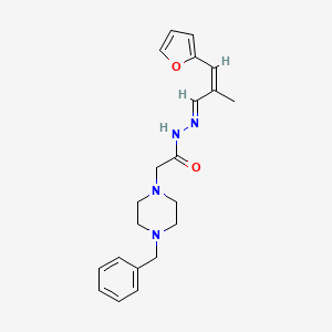 molecular formula C21H26N4O2 B1233004 2-(4-benzylpiperazin-1-yl)-N-[(E)-[(Z)-3-(furan-2-yl)-2-methylprop-2-enylidene]amino]acetamide 