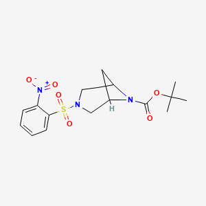 molecular formula C16H21N3O6S B12330109 3,6-Diazabicyclo[3.1.1]heptane-6-carboxylic acid, 3-[(2-nitrophenyl)sulfonyl]-, 1,1-dimethylethyl ester 