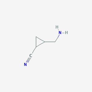 molecular formula C5H8N2 B12330115 2-(Aminomethyl)cyclopropane-1-carbonitrile 