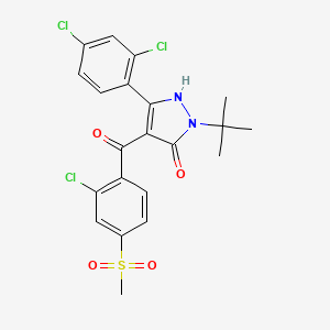 molecular formula C21H19Cl3N2O4S B1233015 2-tert-butyl-4-(2-chloro-4-methylsulfonylbenzoyl)-5-(2,4-dichlorophenyl)-1H-pyrazol-3-one 