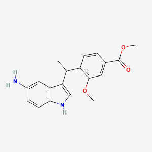 molecular formula C19H20N2O3 B12330229 Methyl 4-(1-(5-amino-1H-indol-3-yl)ethyl)-3-methoxybenzoate 