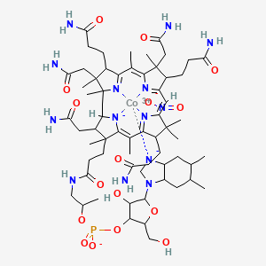 molecular formula C62H95CoN14O16P- B12330263 cobalt(3+);[5-(5,6-dimethyl-3a,4,5,6,7,7a-hexahydro-2H-benzimidazol-3-id-1-yl)-4-hydroxy-2-(hydroxymethyl)oxolan-3-yl] 1-[3-[(4Z,9Z,14Z)-2,13,18-tris(2-amino-2-oxoethyl)-7,12,17-tris(3-amino-3-oxopropyl)-3,5,8,8,13,15,18,19-octamethyl-2,7,12,17-tetrahydro-1H-corrin-21-id-3-yl]propanoylamino]propan-2-yl phosphate;nitrite 