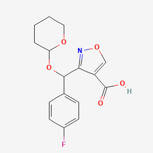 molecular formula C16H16FNO5 B12330280 3-[(4-Fluorophenyl)[(2-tetrahydropyranyl)oxy]methyl]isoxazole-4-carboxylic Acid CAS No. 2006277-64-9