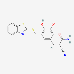 molecular formula C19H15N3O3S2 B1233030 (Z)-3-[3-(1,3-benzothiazol-2-ylsulfanylmethyl)-4-hydroxy-5-methoxyphenyl]-2-cyanoprop-2-enamide 