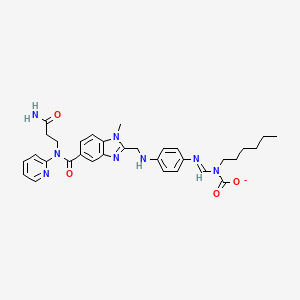 molecular formula C32H37N8O4- B12330550 N-[[4-[[5-[(3-amino-3-oxopropyl)-pyridin-2-ylcarbamoyl]-1-methylbenzimidazol-2-yl]methylamino]phenyl]iminomethyl]-N-hexylcarbamate 