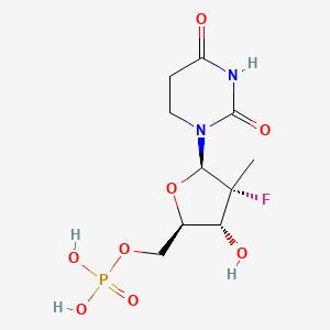 molecular formula C10H16FN2O8P B12330579 [(2R,3R,4R,5R)-5-(2,4-dioxo-1,3-diazinan-1-yl)-4-fluoro-3-hydroxy-4-methyloxolan-2-yl]methyl dihydrogen phosphate 