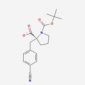 molecular formula C18H21N2O4- B12330722 1,2-Pyrrolidinedicarboxylic acid, 2-[(4-cyanophenyl)methyl]-, 1-(1,1-dimethylethyl) ester, (2S)- 