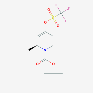 molecular formula C12H18F3NO5S B12330812 (S)-tert-Butyl 2-methyl-4-[[(trifluoromethyl)sulfonyl]oxy]-5,6-dihydropyridine-1(2H)-carboxylate 