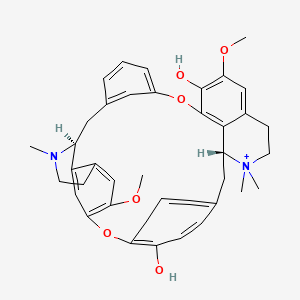 molecular formula C37H41N2O6+ B1233096 (1S,17R)-11,26-dimethoxy-16,16,31-trimethyl-8,24-dioxa-31-aza-16-azoniaheptacyclo[23.6.2.13,7.19,13.119,23.028,32.017,35]hexatriaconta-3(36),4,6,9(35),10,12,19(34),20,22,25,27,32-dodecaene-10,22-diol 