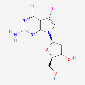 (2R,3S,5R)-5-(2-Amino-4-chloro-5-iodo-7H-pyrrolo[2,3-d]pyrimidin-7-yl)-2-(hydroxymethyl)tetrahydrofuran-3-ol