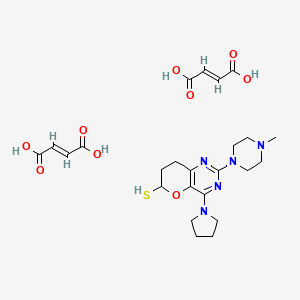 molecular formula C24H33N5O9S B1233114 7,8-Dihydro-2-(4-methyl-1-piperidinyl)-4-(1-pyrrolidinyl)-6H-thiopyrano(3,2-D)pyrimidine-2-butenedioate CAS No. 111865-28-2