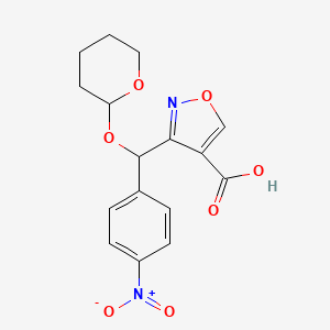 molecular formula C16H16N2O7 B12331162 3-[(4-Nitrophenyl)[(2-tetrahydropyranyl)oxy]methyl]isoxazole-4-carboxylic Acid CAS No. 2006277-51-4