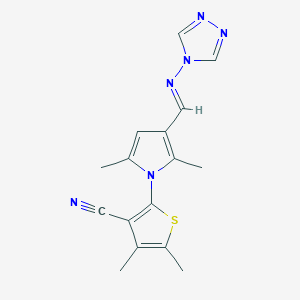 molecular formula C16H16N6S B1233120 2-{2,5-dimethyl-3-[(E)-(4H-1,2,4-triazol-4-ylimino)methyl]-1H-pyrrol-1-yl}-4,5-dimethylthiophene-3-carbonitrile 