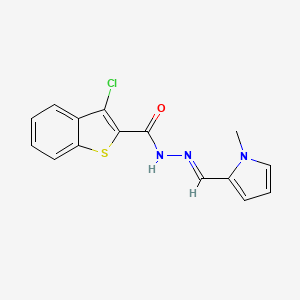 molecular formula C15H12ClN3OS B1233121 3-chloro-N-[(E)-(1-methylpyrrol-2-yl)methylideneamino]-1-benzothiophene-2-carboxamide 