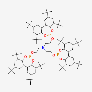 molecular formula C90H168NO9P3 B12331228 2-[(4,6,12,14-tetratert-butyl-8,10-dioxa-9-phosphatricyclo[9.4.0.02,7]pentadecan-9-yl)oxy]-N,N-bis[2-[(4,6,12,14-tetratert-butyl-8,10-dioxa-9-phosphatricyclo[9.4.0.02,7]pentadecan-9-yl)oxy]ethyl]ethanamine 