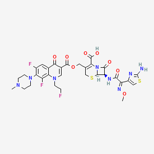 (6R,7R)-7-[[(2E)-2-(2-amino-1,3-thiazol-4-yl)-2-methoxyiminoacetyl]amino]-3-[[6,8-difluoro-1-(2-fluoroethyl)-7-(4-methylpiperazin-1-yl)-4-oxoquinoline-3-carbonyl]oxymethyl]-8-oxo-5-thia-1-azabicyclo[4.2.0]oct-2-ene-2-carboxylic acid