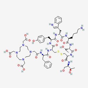 2-[4-[2-[[(2R)-1-[[(4R,7S,10S,13R,16S,19R)-10-(4-aminobutyl)-4-[[(2R,3R)-1,3-dihydroxybutan-2-yl]carbamoyl]-7-(1-hydroxyethyl)-16-[(4-hydroxyphenyl)methyl]-13-(1H-indol-3-ylmethyl)-6,9,12,15,18-pentaoxo-1,2-dithia-5,8,11,14,17-pentazacycloicos-19-yl]amino]-1-oxo-3-phenylpropan-2-yl]amino]-2-oxoethyl]-7,10-bis(carboxymethyl)-1,4,7,10-tetrazacyclododec-1-yl]acetic acid