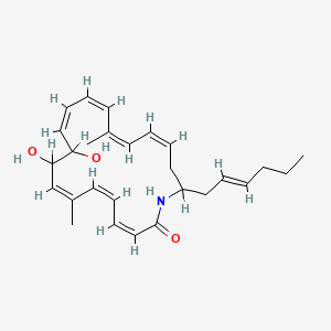 molecular formula C27H37NO3 B1233133 9,10-Dihydroxy-7,15-dimethyl-20-(2-hexenyl)azacycloeicosa-3,5,7,11,13,15,17-heptaen-2-one CAS No. 140212-86-8