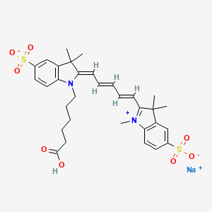 sodium;(2Z)-1-(5-carboxypentyl)-3,3-dimethyl-2-[(2E,4E)-5-(1,3,3-trimethyl-5-sulfonatoindol-1-ium-2-yl)penta-2,4-dienylidene]indole-5-sulfonate