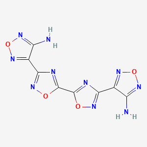 molecular formula C8H4N10O4 B12331393 1,2,5-Oxadiazol-3-amine, 4,4'-[5,5'-bi-1,2,4-oxadiazole]-3,3'-diylbis- 