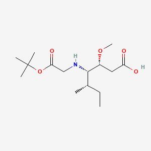 molecular formula C15H29NO5 B12331412 Heptanoic acid, 4-[[(1,1-dimethylethoxy)carbonyl]methylamino]-3-methoxy-5-methyl-, (3R,4S,5S)- 