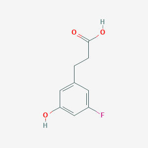 molecular formula C9H9FO3 B12331509 Benzenepropanoic acid, 3-fluoro-5-hydroxy- 